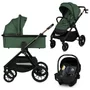 Carucior 3 in 1, Lionelo, Layla, Pana la 22 kg, Cadru aluminiu, Cu landou intarit si salteluta din spuma AirDots, Cu scoica auto testata ADAC, Reversibil, Cu ventilatie 3D, Cu accesorii, EN1888-1, EN1888-2, EN1466, Verde