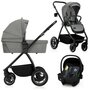 Carucior 3 in 1, Lionelo, Meril, Cu landou de dimensiune XL, Reversibil, Cu scoica auto testata ADAC, Cu accesorii, Pana la 22 kg, Conform cu EN1888-1 EN1888-2, EN1466, Gri