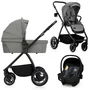 Carucior 3 in 1, Lionelo, Meril, Cu landou de dimensiune XL, Reversibil, Cu scoica auto testata ADAC, Cu accesorii, Pana la 22 kg, Conform cu EN1888-1 EN1888-2, EN1466, Gri - 1
