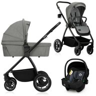 Carucior 3 in 1, Lionelo, Meril, Cu landou de dimensiune XL, Reversibil, Cu scoica auto testata ADAC, Cu accesorii, Pana la 22 kg, Conform cu EN1888-1 EN1888-2, EN1466, Gri