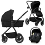 Carucior 3 in 1, Lionelo, Meril, Cu landou de dimensiune XL, Reversibil, Cu scoica auto testata ADAC, Cu accesorii, Pana la 22 kg, Conform cu EN1888-1 EN1888-2, EN1466, Negru