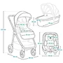 Carucior 3 in 1, Lionelo, Meril, Cu landou de dimensiune XL, Reversibil, Cu scoica auto testata ADAC, Cu accesorii, Pana la 22 kg, Conform cu EN1888-1 EN1888-2, EN1466, Negru - 31