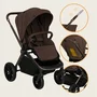 Carucior 3 in 1, Lionelo, Mika Plus, Cadru din aluminiu, Cu landou intarit si salteluta moale, Cu scoica auto testata ADAC, Reversibil, Cu sistem de ventilatie 3D, Cu accesorii, Pana la 22 kg, EN1888-1 EN1888-2 EN1466 ECE R129, Mocha Mousse - 34