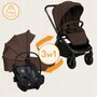 Carucior 3 in 1, Lionelo, Mika Plus, Cadru din aluminiu, Cu landou intarit si salteluta moale, Cu scoica auto testata ADAC, Reversibil, Cu sistem de ventilatie 3D, Cu accesorii, Pana la 22 kg, EN1888-1 EN1888-2 EN1466 ECE R129, Mocha Mousse - 4