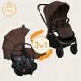 Carucior 3 in 1, Lionelo, Mika Plus, Cadru din aluminiu, Cu landou intarit si salteluta moale, Cu scoica auto testata ADAC, Reversibil, Cu sistem de ventilatie 3D, Cu accesorii, Pana la 22 kg, EN1888-1 EN1888-2 EN1466 ECE R129, Mocha Mousse - 4