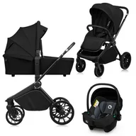 Carucior 3 in 1, Lionelo, Mika Plus, Cadru din aluminiu, Cu landou intarit si salteluta moale, Cu scoica auto testata ADAC, Reversibil, Cu sistem de ventilatie 3D, Cu accesorii, Pana la 22 kg, EN1888-1 EN1888-2 EN1466 ECE R129, Negru
