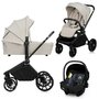 Carucior 3 in 1, Lionelo, Mika Plus, Cadru din aluminiu, Cu landou intarit si salteluta moale, Cu scoica auto testata ADAC, Reversibil, Cu sistem de ventilatie 3D, Cu accesorii, Pana la 22 kg, EN1888-1 EN1888-2 EN1466 ECE R129, Bej