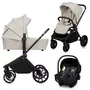 Carucior 3 in 1, Lionelo, Mika Plus, Cadru din aluminiu, Cu landou intarit si salteluta moale, Cu scoica auto testata ADAC, Reversibil, Cu sistem de ventilatie 3D, Cu accesorii, Pana la 22 kg, EN1888-1 EN1888-2 EN1466 ECE R129, Bej - 1
