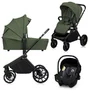 Carucior 3 in 1, Lionelo, Mika Plus, Cadru din aluminiu, Cu landou intarit si salteluta moale, Cu scoica auto testata ADAC, Reversibil, Cu sistem de ventilatie 3D, Cu accesorii, Pana la 22 kg, EN1888-1 EN1888-2 EN1466 ECE R129, Verde