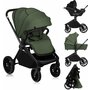 Carucior 3 in 1, Lionelo, Mika Plus, Cadru din aluminiu, Cu landou intarit si salteluta moale, Cu scoica auto testata ADAC, Reversibil, Cu sistem de ventilatie 3D, Cu accesorii, Pana la 22 kg, EN1888-1 EN1888-2 EN1466 ECE R129, Verde - 4