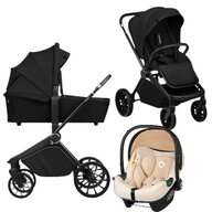 Carucior 3 in 1, Lionelo, Mika Plus, Cu scoica auto Bej testata ADAC, Reversibil, Cu sistem de ventilatie 3D, Cu accesorii, Pana la 22 kg, EN1888-1 EN1888-2 EN1466 ECE R129, Negru