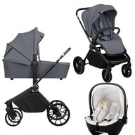 Carucior 3 in 1, Lionelo, Mika Plus, Cu scoica auto Moxie Bej, Reversibil, Cu sistem de ventilatie 3D, Cu accesorii, Pana la 22 kg, EN1888-1 EN1888-2 EN1466 ECE R129, Gri