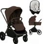Carucior 3 in 1, Lionelo, Mika Plus, Cu scoica auto Moxie Bej Reversibil, Cu sistem de ventilatie 3D, Cu accesorii, Pana la 22 kg, EN1888-1 EN1888-2 EN1466 ECE R129, Maro - 1