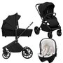 Carucior 3 in 1, Lionelo, Mika Plus, Cu scoica auto Moxie Bej, Reversibil, Cu sistem de ventilatie 3D, Cu accesorii, Pana la 22 kg, EN1888-1 EN1888-2 EN1466 ECE R129, Negru - 1
