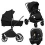 Carucior 3 in 1, Lionelo, Mika Plus, Cu scoica auto Moxie Black Carbon, Reversibil, Cu sistem de ventilatie 3D, Cu accesorii, Pana la 22 kg, EN1888-1 EN1888-2 EN1466 ECE R129, Negru