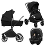 Carucior 3 in 1, Lionelo, Mika Plus, Cu scoica auto Moxie Black Carbon, Reversibil, Cu sistem de ventilatie 3D, Cu accesorii, Pana la 22 kg, EN1888-1 EN1888-2 EN1466 ECE R129, Negru - 1