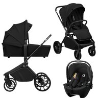 Carucior 3 in 1, Lionelo, Mika Plus, Cu scoica auto Moxie Black Carbon, Reversibil, Cu sistem de ventilatie 3D, Cu accesorii, Pana la 22 kg, EN1888-1 EN1888-2 EN1466 ECE R129, Negru