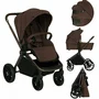 Carucior 3 in 1, Lionelo, Mika Plus, Cu scoica auto Moxie Negru Reversibil, Cu sistem de ventilatie 3D, Cu accesorii, Pana la 22 kg, EN1888-1 EN1888-2 EN1466 ECE R129, Maro - 3