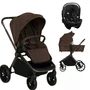 Carucior 3 in 1, Lionelo, Mika Plus, Cu scoica auto Moxie Negru Reversibil, Cu sistem de ventilatie 3D, Cu accesorii, Pana la 22 kg, EN1888-1 EN1888-2 EN1466 ECE R129, Maro - 1