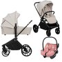 Carucior 3 in 1, Lionelo, Mika Plus, Cu scoica auto Roz testata ADAC, Reversibil, Cu sistem de ventilatie 3D, Cu accesorii, Pana la 22 kg, EN1888-1 EN1888-2 EN1466 ECE R129, Bej - 1
