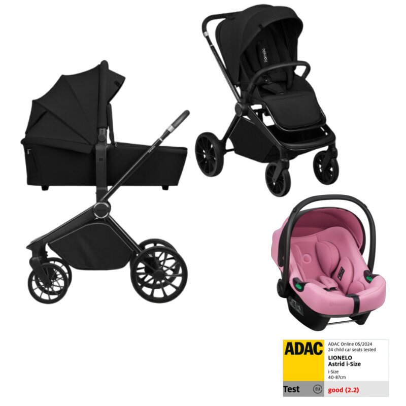 Carucior 3 in 1, Lionelo, Mika Plus, Cu scoica auto Roz testata ADAC,…