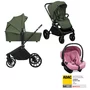 Carucior 3 in 1, Lionelo, Mika Plus, Cu scoica auto Roz testata ADAC, Reversibil, Cu sistem de ventilatie 3D, Cu accesorii, Pana la 22 kg, EN1888-1 EN1888-2 EN1466 ECE R129, Verde - 1