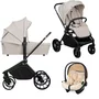 Carucior 3 in 1, Lionelo, Mika Plus, Cu scoica auto Bej testata ADAC, Reversibil, Cu sistem de ventilatie 3D, Cu accesorii, Pana la 22 kg, EN1888-1 EN1888-2 EN1466 ECE R129, Bej - 1