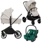 Carucior 3 in 1, Lionelo, Mika Plus, Cu scoica auto Verde testata ADAC, Reversibil, Cu sistem de ventilatie 3D, Cu accesorii, Pana la 22 kg, EN1888-1 EN1888-2 EN1466 ECE R129, Bej - 1