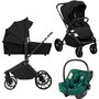 Carucior 3 in 1, Lionelo, Mika Plus, Cu scoica auto Verde testata ADAC, Reversibil, Cu sistem de ventilatie 3D, Cu accesorii, Pana la 22 kg, EN1888-1 EN1888-2 EN1466 ECE R129, Negru - 1