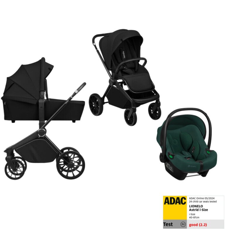 Carucior 3 in 1, Lionelo, Mika Plus, Cu scoica auto Verde testata…