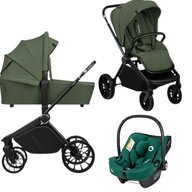 Carucior 3 in 1, Lionelo, Mika Plus, Cu scoica auto Verde testata ADAC, Reversibil, Cu sistem de ventilatie 3D, Cu accesorii, Pana la 22 kg, EN1888-1 EN1888-2 EN1466 ECE R129, Verde
