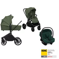 Carucior 3 in 1, Lionelo, Mika Plus, Cu scoica auto Verde testata ADAC, Reversibil, Cu sistem de ventilatie 3D, Cu accesorii, Pana la 22 kg, EN1888-1 EN1888-2 EN1466 ECE R129, Verde