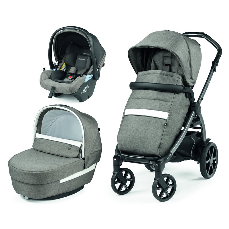 Peg perego - carucior 3 in 1 book lounge city 0-22 kg, alb/gri