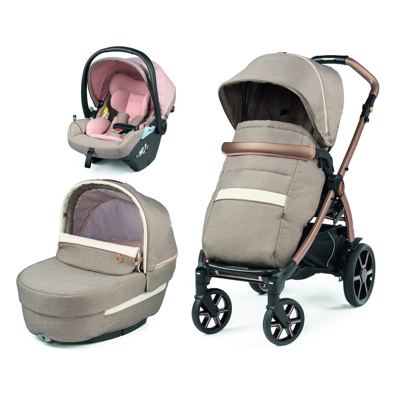 Peg perego - carucior 3 in 1 book lounge mon amour 0-22 kg, bej/roz