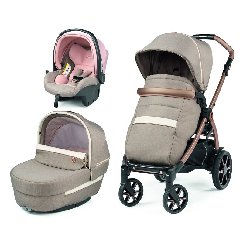 Peg perego - carucior 3 in 1 book primoviaggio sl mon amour 0-22 kg, bej/roz
