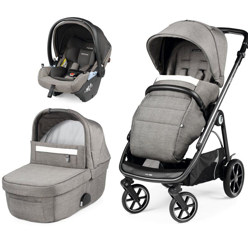 Peg perego - carucior 3 in 1 veloce lounge , city, alb/gri