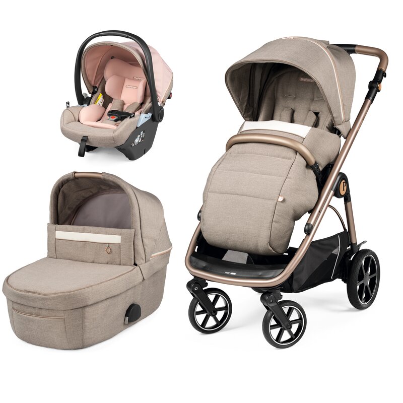 Peg perego - carucior 3 in 1 veloce lounge , mon amour, bej/roz