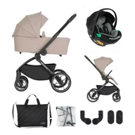 Carucior 3 in 1, Petite&Mars, Scout, Scoica inclusa, Cu landou pliabil, Reversibil, Spatar si suport de picioare reglabile in 3 pozitii, Maner ajustabil, Cu accesorii, Pana la 22 kg, 0 luni+, Crem Cappuccino