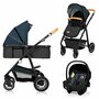 Carucior 4 in 1, Lionelo, Amber, Cu landou intarit si salteluta moale, Cu scoica auto testata ADAC, Baza isofix pentru scoica, Reversibil, Cu accesorii, Pana la 22 kg, EN1888-1 EN1888-2 EN1466 ECE R129, Albastru - 3
