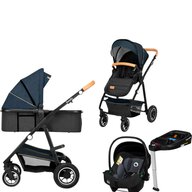 Carucior 4 in 1, Lionelo, Amber, Cu landou intarit si salteluta moale, Cu scoica auto testata ADAC, Baza isofix pentru scoica, Reversibil, Cu accesorii, Pana la 22 kg, EN1888-1 EN1888-2 EN1466 ECE R129, Albastru
