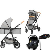 Carucior 4 in 1, Lionelo, Amber, Cu landou intarit si salteluta moale, Cu scoica auto testata ADAC, Baza isofix pentru scoica, Reversibil, Cu accesorii, Pana la 22 kg, EN1888-1 EN1888-2 EN1466 ECE R129, Gri Deschis