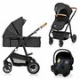 Carucior 4 in 1, Lionelo, Amber, Cu landou intarit si salteluta moale, Cu scoica auto testata ADAC, Baza isofix pentru scoica, Reversibil, Cu accesorii, Pana la 22 kg, EN1888-1 EN1888-2 EN1466 ECE R129, Gri Inchis - 3