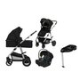 Carucior 4 in 1, Lionelo, Amber, Cu landou intarit si salteluta moale, Cu scoica auto testata ADAC, Baza isofix pentru scoica, Reversibil, Cu accesorii, Pana la 22 kg, EN1888-1 EN1888-2 EN1466 ECE R129, Negru silver - 1