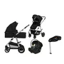 Carucior 4 in 1, Lionelo, Amber, Cu landou intarit si salteluta moale, Cu scoica auto testata ADAC, Baza isofix pentru scoica, Reversibil, Cu accesorii, Pana la 22 kg, EN1888-1 EN1888-2 EN1466 ECE R129, Negru silver - 1