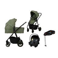 Carucior 4 in 1, Lionelo, Amber Plus, Pana la 22 kg, Cu landou intarit si salteluta din spuma AirDots, Cu scoica auto testata ADAC, Baza isofix pentru scoica, Reversibil, Cu ventilatie 3D, Cu accesorii, EN1888-1, EN1888-2, EN1466, Verde
