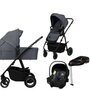 Carucior 4 in 1, Lionelo, Amber Plus, Cu landou intarit si salteluta moale, Cu scoica auto testata ADAC,  Baza isofix pentru scoica, Reversibil, Maner ajustabil, Cu accesorii, Pana la 22 kg, EN1888-1, EN1888-2, EN1466, ECE R129, Gri - 1