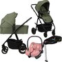 Carucior 4 in 1, Lionelo, Amber Plus, Cu scoica auto Roz testata ADAC +Baza Isofix, Reversibil, Maner ajustabil, Cu accesorii, Cu ventilatie panoramica 3D, Pana la 22 kg, EN1888-1, EN1888-2, EN1466, ECE R129, Verde - 1