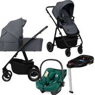 Carucior 4 in 1, Lionelo, Amber Plus, Cu scoica auto Verde testata ADAC + Baza Isofix, Reversibil, Maner ajustabil, Cu accesorii, Cu ventilatie panoramica 3D, Pana la 22 kg, EN1888-1, EN1888-2, EN1466, ECE R129, Gri