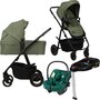 Carucior 4 in 1, Lionelo, Amber Plus, Cu scoica auto Verde testata ADAC +Baza Isofix, Reversibil, Maner ajustabil, Cu accesorii, Cu ventilatie panoramica 3D, Pana la 22 kg, EN1888-1, EN1888-2, EN1466, ECE R129, Verde