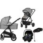 Carucior 4 in 1, Lionelo, Bianka, Transformabil, Cu landou si salteluta moale, Cu scoica auto testata ADAC, Baza isofix pentru scoica, Cu multiple accesorii, Sustine 22 kg, 0 luni+, EN1466:2014+AC:2015, EN1888, Gri
